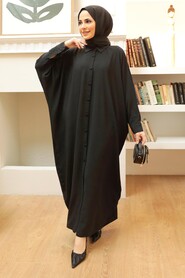 Black Hijab Turkish Abaya 15001S - 1