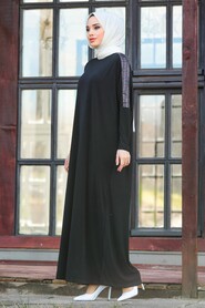 Black Hijab Turkish Abaya 1671S - 2