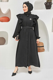 Black Hijab Turkish Abaya 61140S - 1