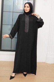Black Hijab Turkish Abaya 7683S - 1