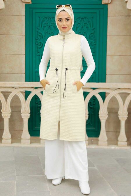 Beige Hijab Vest 35743BEJ - NEVA STYLE