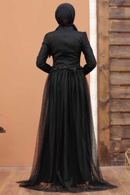  Long Sleeve Black Muslim Dress 3642S - 2