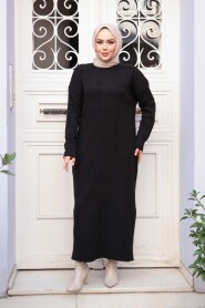 Black Knit Modest Dress 27504S - 1