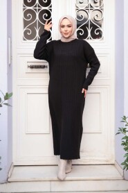 Black Knit Modest Dress 27504S - 2