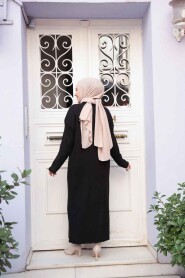 Black Knit Modest Dress 27504S - 3