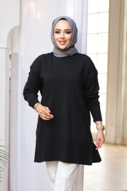 Black Modest Knit Sweater Tunic 2822S - 2