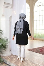 Black Modest Knit Sweater Tunic 2822S - 3