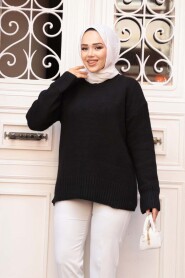 Black Modest Knit Sweater Tunic 55551S - 2