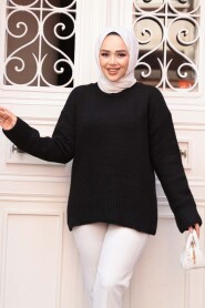 Black Modest Knit Sweater Tunic 55551S - 1