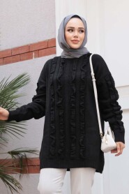 Black Knit Modest Sweater Tunic 87703S - 1