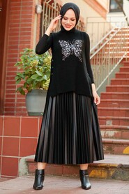 Black Knitwear Hijab Sweater 803S - 1