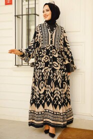 Black Maxi Dress With Long Sleeve 10259S - 2
