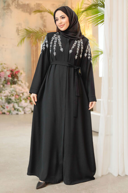 Black Modest Abaya 29104S - NEVA STYLE