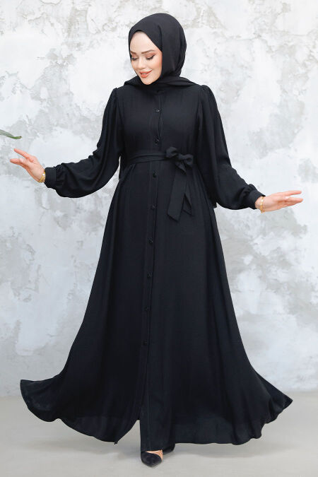 Black Modest Abaya 45277S - NEVA STYLE