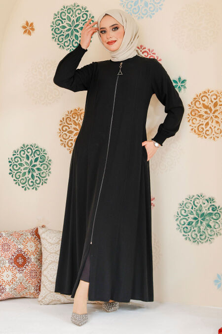 Black Modest Abaya 45294S - NEVA STYLE