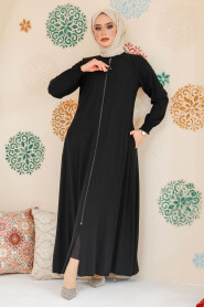 Black Modest Abaya 45294S - 4