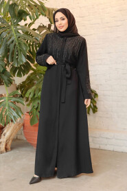 Black Modest Abaya For Women 29103S - 2