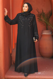 Black Modest Abaya For Women 29107S - 2