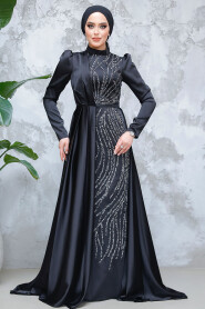 Black Modest Bridesmaid Dress 4303S - 1