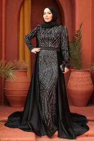 Black Modest Bridesmaid Dress 45621S - 2
