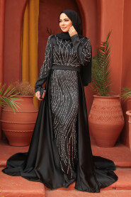 Black Modest Bridesmaid Dress 45621S - 1