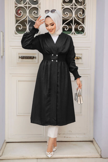 Black Modest Coat 11872S - NEVA STYLE