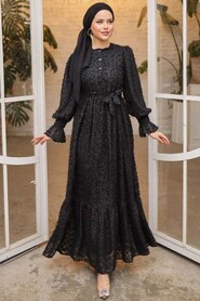 Black Modest Dress 14091S - Thumbnail
