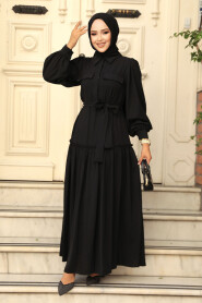 Black Modest Dress For Women 12502S - 2