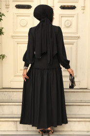 Black Modest Dress For Women 12502S - 4