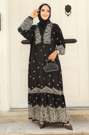 Black Modest Dress For Women 51751S - 1