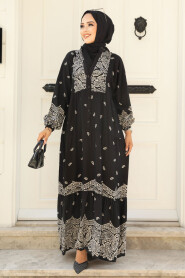 Black Modest Dress For Women 51751S - 2