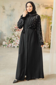 Black Modest Dubai Abaya 29101S - 2