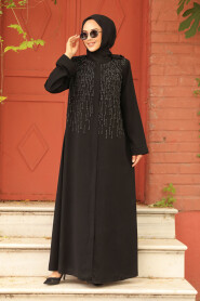 Black Modest Dubai Abaya 29106S - 1