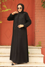 Black Modest Dubai Abaya 29106S - 2