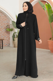 Black Modest Dubai Abaya 45281S - 3