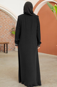 Black Modest Dubai Abaya 45281S - 5