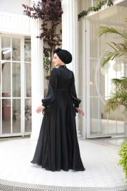 Black Modest Evening Gown 4823S - 4