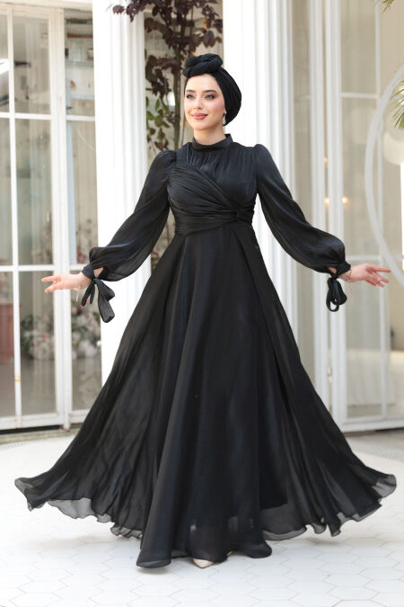 Black Modest Evening Gown 4823S - NEVA STYLE