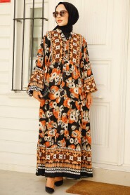 Black Modest Floral Dress 10276S - 2