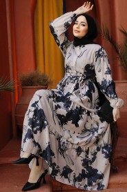 Black Modest Floral Dress 60831S - 2