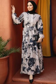 Black Modest Floral Dress 60831S - 3