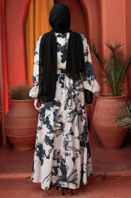 Black Modest Floral Dress 60831S - 4