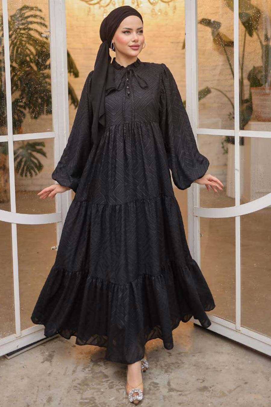Black Modest Pastel Dress 14112S