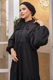 Black Modest Pastel Dress 14112S - Thumbnail