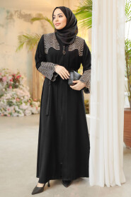 Black Modest Plus Size Abaya 29105S - 2