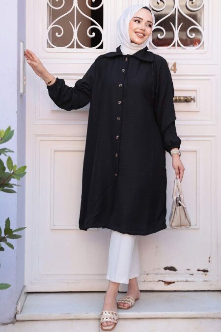 Black Modest Plus Size Tunic 70881S - NEVA STYLE