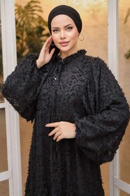 Black Modest Summer Dress 14101S - Thumbnail
