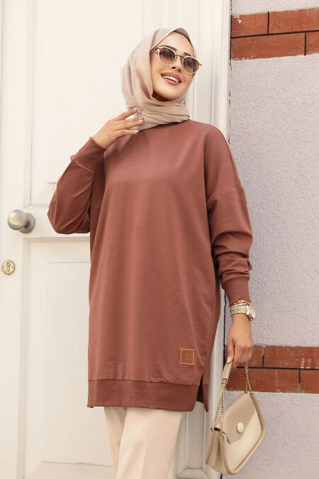 Brown Modest Tunic 30644KH - NEVA STYLE