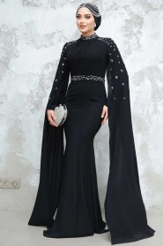 Black Modest Wedding Dress 4863S - 2