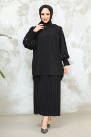 Black Plus Size Skirted Dual Suit 10991S - 2